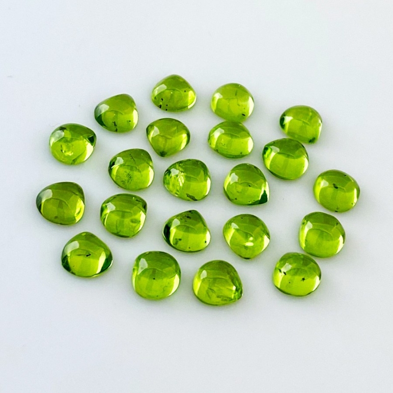 29.80 Carat Peridot 7mm Smooth Heart Shape AAA Grade Cabochons Parcel - Total 21 Pcs.