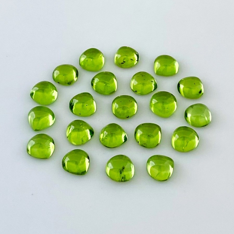 29.75 Carat Peridot 7mm Smooth Heart Shape AAA Grade Cabochons Parcel - Total 21 Pcs.