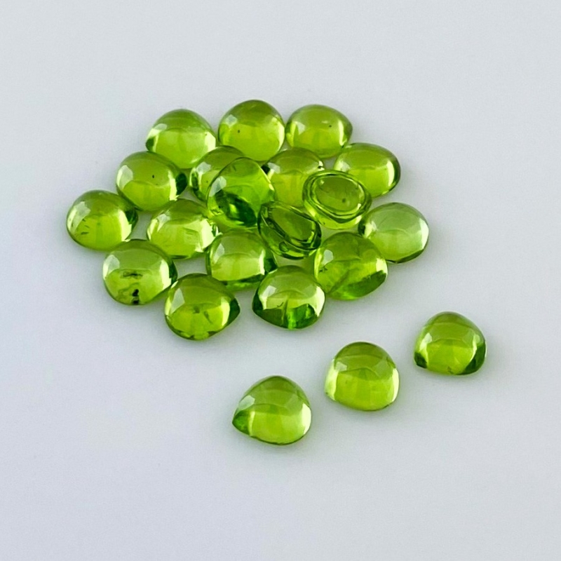 29.75 Carat Peridot 7mm Smooth Heart Shape AAA Grade Cabochons Parcel - Total 21 Pcs.