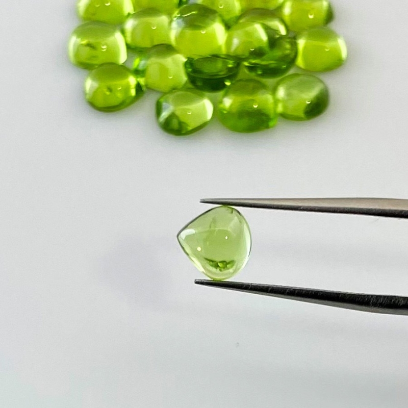 29.75 Carat Peridot 7mm Smooth Heart Shape AAA Grade Cabochons Parcel - Total 21 Pcs.