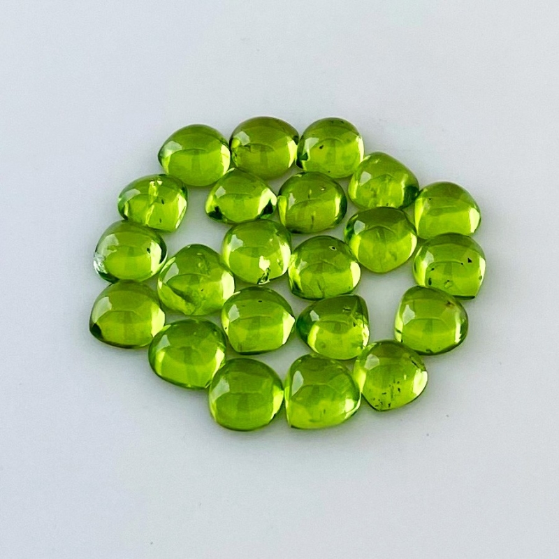 30.65 Carat Peridot 7mm Smooth Heart Shape AAA Grade Cabochons Parcel - Total 22 Pcs.