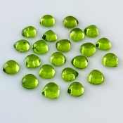 30.65 Carat Peridot 7mm Smooth Heart Shape AAA Grade Cabochons Parcel - Total 22 Pcs.