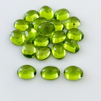 29.71 Carat Peridot 8x6mm Smooth Oval Shape AA Grade Cabochons Parcel - Total 20 Pcs.