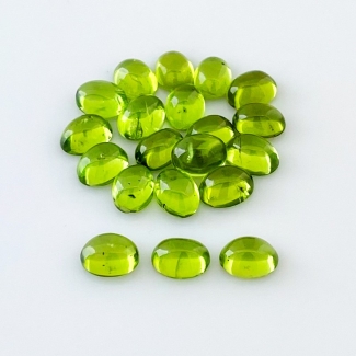 33.41 Carat Peridot 8x6mm Smooth Oval Shape AA Grade Cabochons Parcel - Total 20 Pcs.