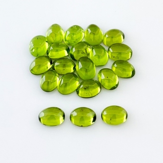 31.78 Carat Peridot 8x6mm Smooth Oval Shape AA Grade Cabochons Parcel - Total 20 Pcs.
