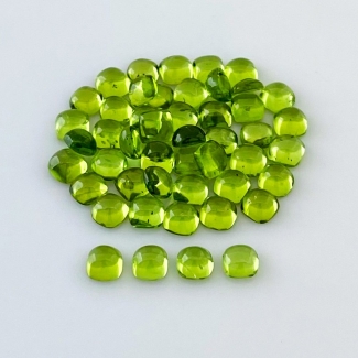 35.20 Carat Peridot 5mm Smooth Square Cushion Shape AAA Grade Cabochons Parcel - Total 48 Pcs.