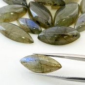128.35 Carat Labradorite 17x8-28x10m Smooth Marquise Shape AA Grade Cabochons Parcel - Total 14 Pcs.