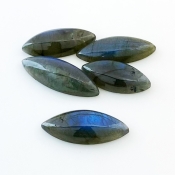 106.15 Carat Labradorite 28x13-35x12mm Smooth Marquise Shape AA Grade Cabochons Parcel - Total 5 Pcs.