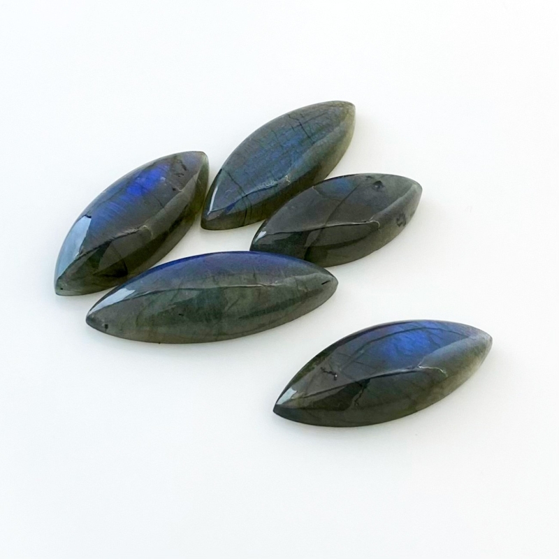 106.15 Carat Labradorite 28x13-35x12mm Smooth Marquise Shape AA Grade Cabochons Parcel - Total 5 Pcs.