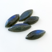 106.15 Carat Labradorite 28x13-35x12mm Smooth Marquise Shape AA Grade Cabochons Parcel - Total 5 Pcs.