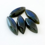 106.15 Carat Labradorite 28x13-35x12mm Smooth Marquise Shape AA Grade Cabochons Parcel - Total 5 Pcs.