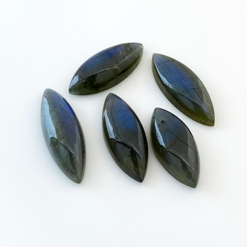 106.15 Carat Labradorite 28x13-35x12mm Smooth Marquise Shape AA Grade Cabochons Parcel - Total 5 Pcs.