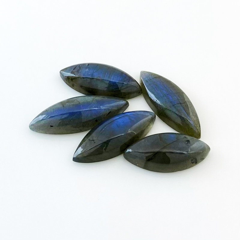 106.15 Carat Labradorite 28x13-35x12mm Smooth Marquise Shape AA Grade Cabochons Parcel - Total 5 Pcs.