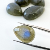 91.5 Carat Labradorite 19x14-26x15mm Smooth Pear Shape AA Grade Cabochons Parcel - Total 5 Pcs.
