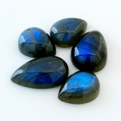 91.5 Carat Labradorite 19x14-26x15mm Smooth Pear Shape AA Grade Cabochons Parcel - Total 5 Pcs.