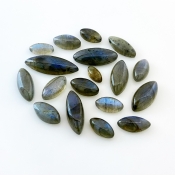 95.55 Carat Labradorite 10x5-27x9mm Smooth Marquise Shape AA Grade Cabochons Parcel - Total 18 Pcs.