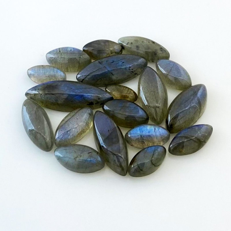 95.55 Carat Labradorite 10x5-27x9mm Smooth Marquise Shape AA Grade Cabochons Parcel - Total 18 Pcs.