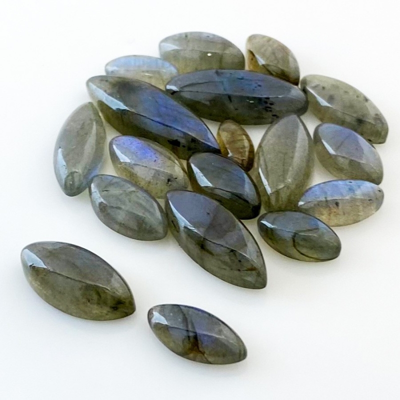 95.55 Carat Labradorite 10x5-27x9mm Smooth Marquise Shape AA Grade Cabochons Parcel - Total 18 Pcs.