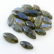 95.55 Carat Labradorite 10x5-27x9mm Smooth Marquise Shape AA Grade Cabochons Parcel - Total 18 Pcs.