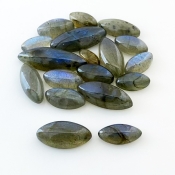95.55 Carat Labradorite 10x5-27x9mm Smooth Marquise Shape AA Grade Cabochons Parcel - Total 18 Pcs.