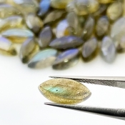 88.50 Cts. Labradorite 12x6mm Smooth Marquise Shape AA Grade Cabochons Parcel - Total 43 Pcs.