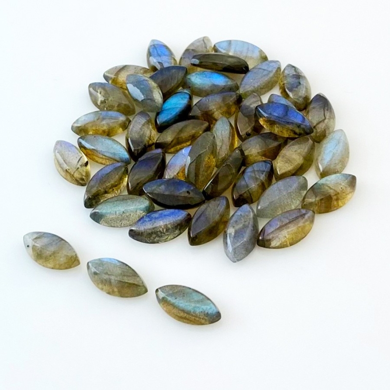 88.50 Cts. Labradorite 12x6mm Smooth Marquise Shape AA Grade Cabochons Parcel - Total 43 Pcs.