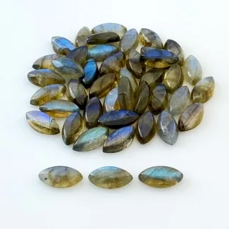 88.50 Cts. Labradorite 12x6mm Smooth Marquise Shape AA Grade Cabochons Parcel - Total 43 Pcs.