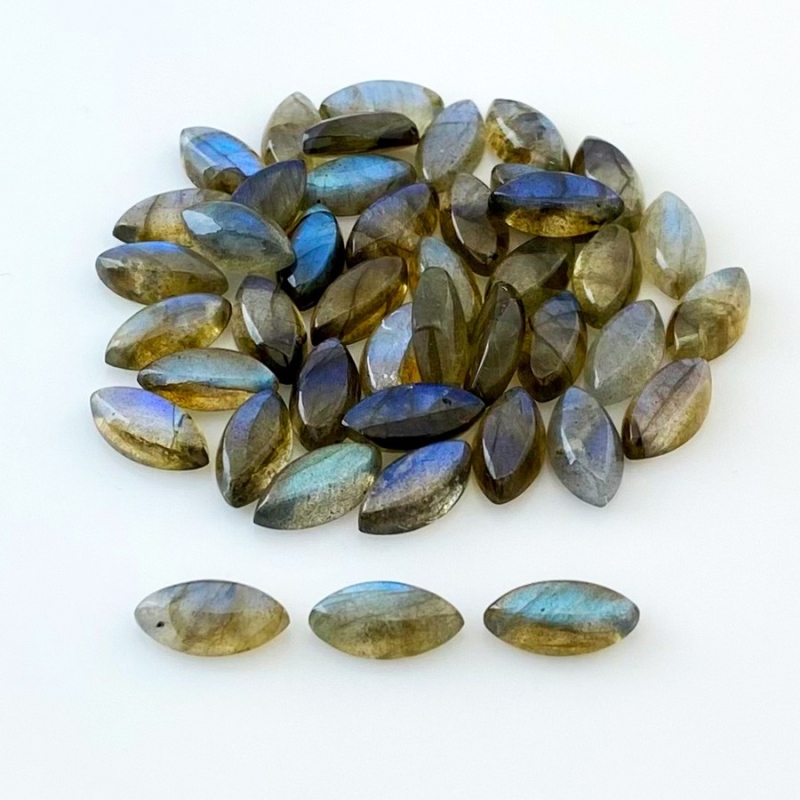 88.50 Cts. Labradorite 12x6mm Smooth Marquise Shape AA Grade Cabochons Parcel - Total 43 Pcs.