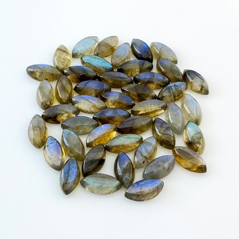 88.50 Cts. Labradorite 12x6mm Smooth Marquise Shape AA Grade Cabochons Parcel - Total 43 Pcs.