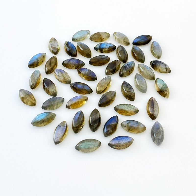88.50 Cts. Labradorite 12x6mm Smooth Marquise Shape AA Grade Cabochons Parcel - Total 43 Pcs.