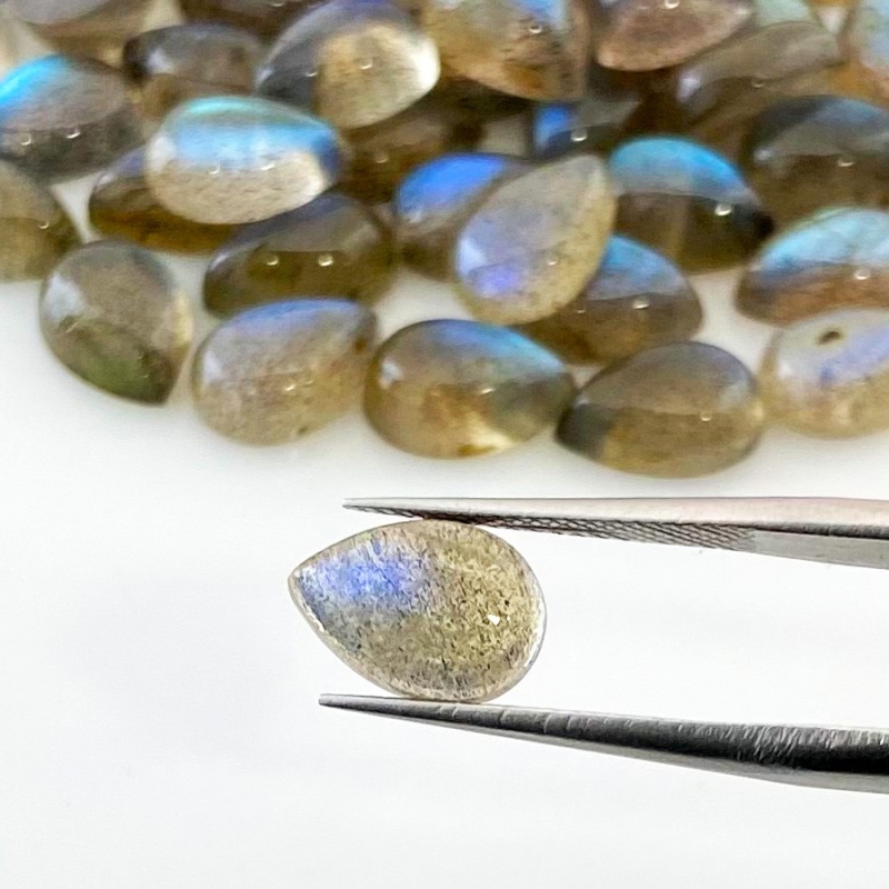 103 Carat Labradorite 10x7mm Smooth Pear Shape AA Grade Cabochons Parcel - Total 49 Pcs.