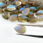 103 Carat Labradorite 10x7mm Smooth Pear Shape AA Grade Cabochons Parcel - Total 49 Pcs.