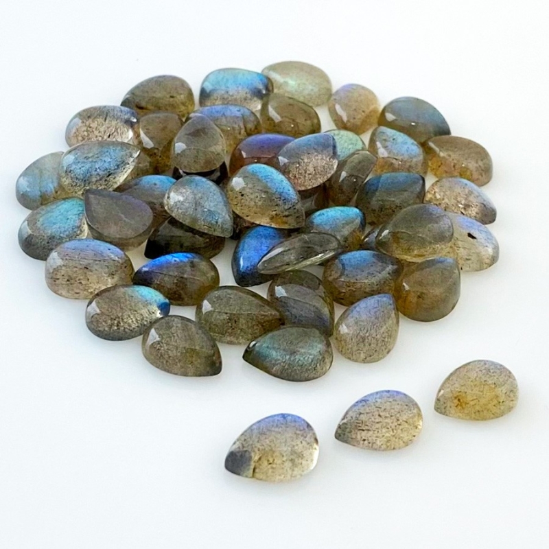 103 Carat Labradorite 10x7mm Smooth Pear Shape AA Grade Cabochons Parcel - Total 49 Pcs.
