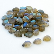 103 Carat Labradorite 10x7mm Smooth Pear Shape AA Grade Cabochons Parcel - Total 49 Pcs.