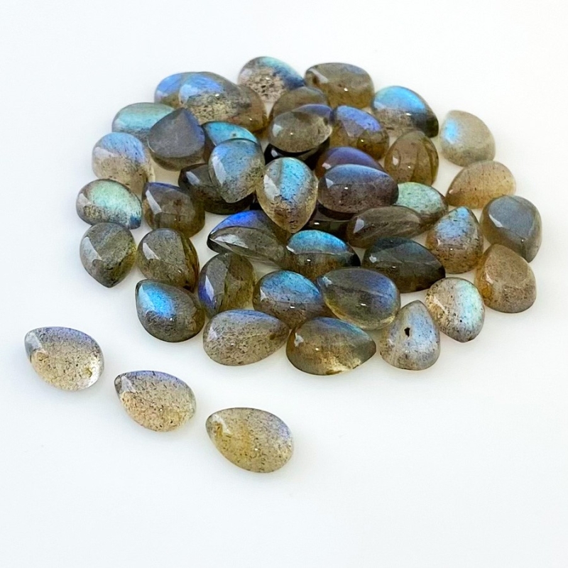 103 Carat Labradorite 10x7mm Smooth Pear Shape AA Grade Cabochons Parcel - Total 49 Pcs.