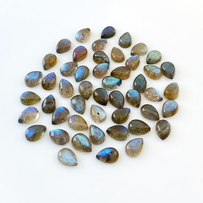 103 Carat Labradorite 10x7mm Smooth Pear Shape AA Grade Cabochons Parcel - Total 49 Pcs.