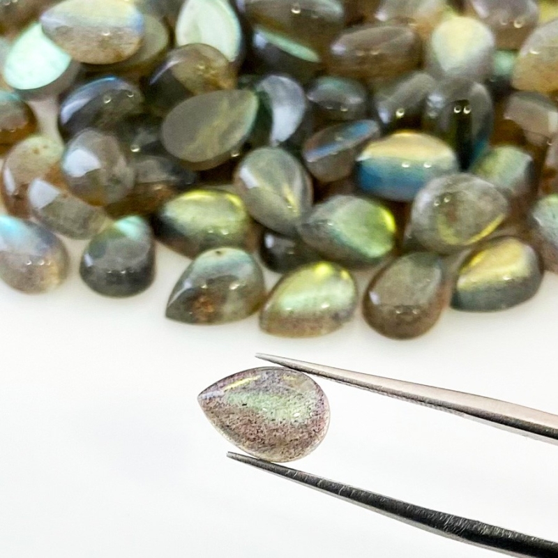 245.2 Carat Labradorite 10x7mm Smooth Pear Shape B Grade Cabochons Parcel - Total 113 Pcs.