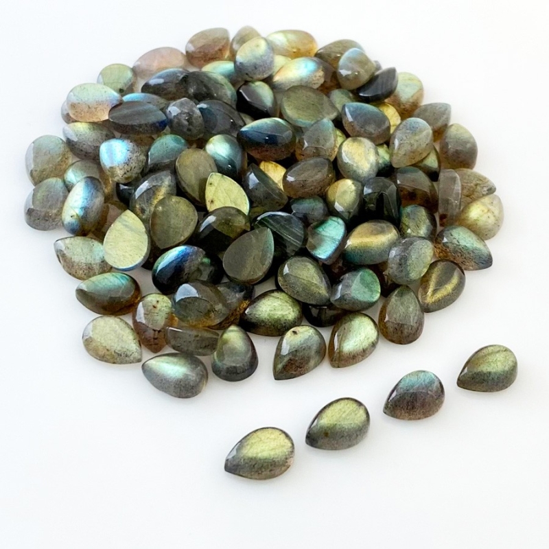 245.2 Carat Labradorite 10x7mm Smooth Pear Shape B Grade Cabochons Parcel - Total 113 Pcs.