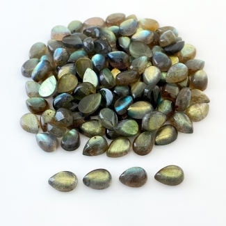 245.2 Carat Labradorite 10x7mm Smooth Pear Shape B Grade Cabochons Parcel - Total 113 Pcs.