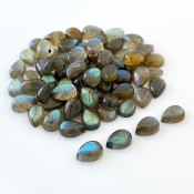 137.65 Carat Labradorite 10x7mm Smooth Pear Shape A Grade Cabochons Parcel - Total 66 Pcs.