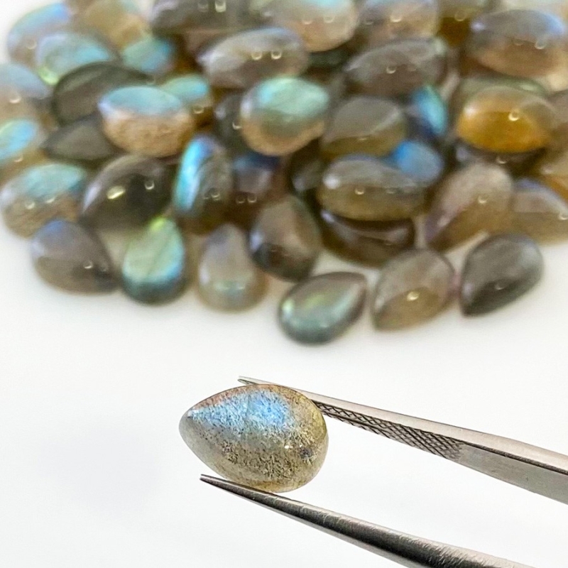 137.65 Carat Labradorite 10x7mm Smooth Pear Shape A Grade Cabochons Parcel - Total 66 Pcs.