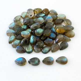 137.65 Carat Labradorite 10x7mm Smooth Pear Shape A Grade Cabochons Parcel - Total 66 Pcs.