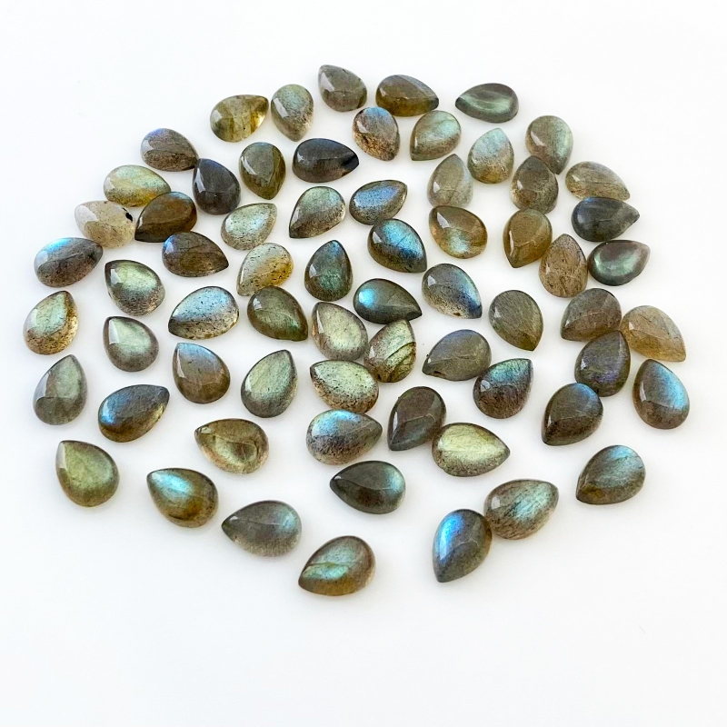 137.65 Carat Labradorite 10x7mm Smooth Pear Shape A Grade Cabochons Parcel - Total 66 Pcs.