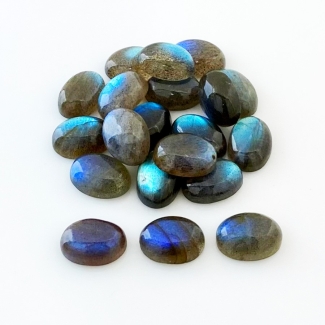 126.80 Carat Labradorite 14x10mm Smooth Oval Shape AA Grade Cabochons Parcel - Total 20 Pcs.