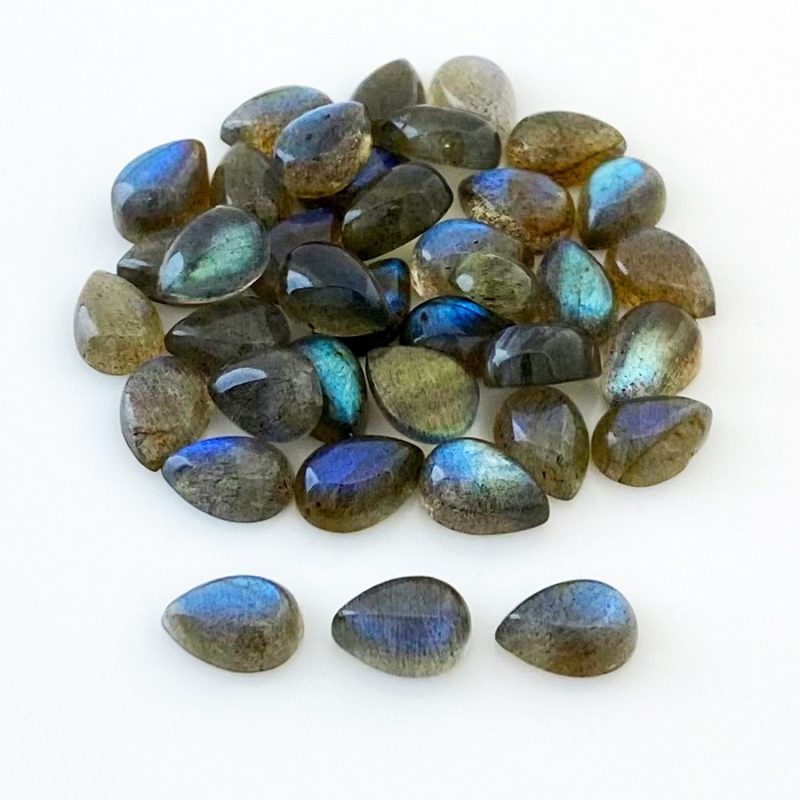 84.15 Carat Labradorite 10x7mm Smooth Pear Shape AA Grade Cabochons Parcel - Total 38 Pcs.