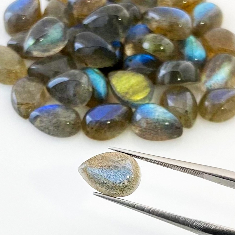 84.15 Carat Labradorite 10x7mm Smooth Pear Shape AA Grade Cabochons Parcel - Total 38 Pcs.