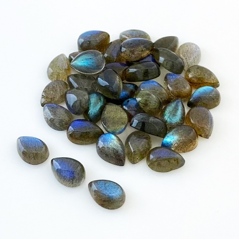 84.15 Carat Labradorite 10x7mm Smooth Pear Shape AA Grade Cabochons Parcel - Total 38 Pcs.