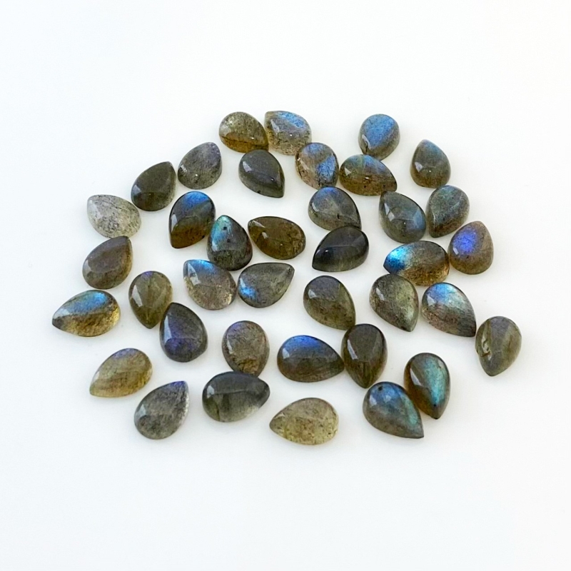 84.15 Carat Labradorite 10x7mm Smooth Pear Shape AA Grade Cabochons Parcel - Total 38 Pcs.