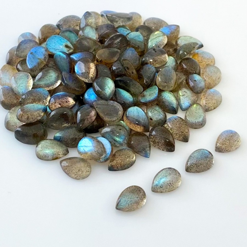 217.3 Carat Labradorite 10x7mm Smooth Pear Shape A Grade Cabochons Parcel - Total 110 Pcs.