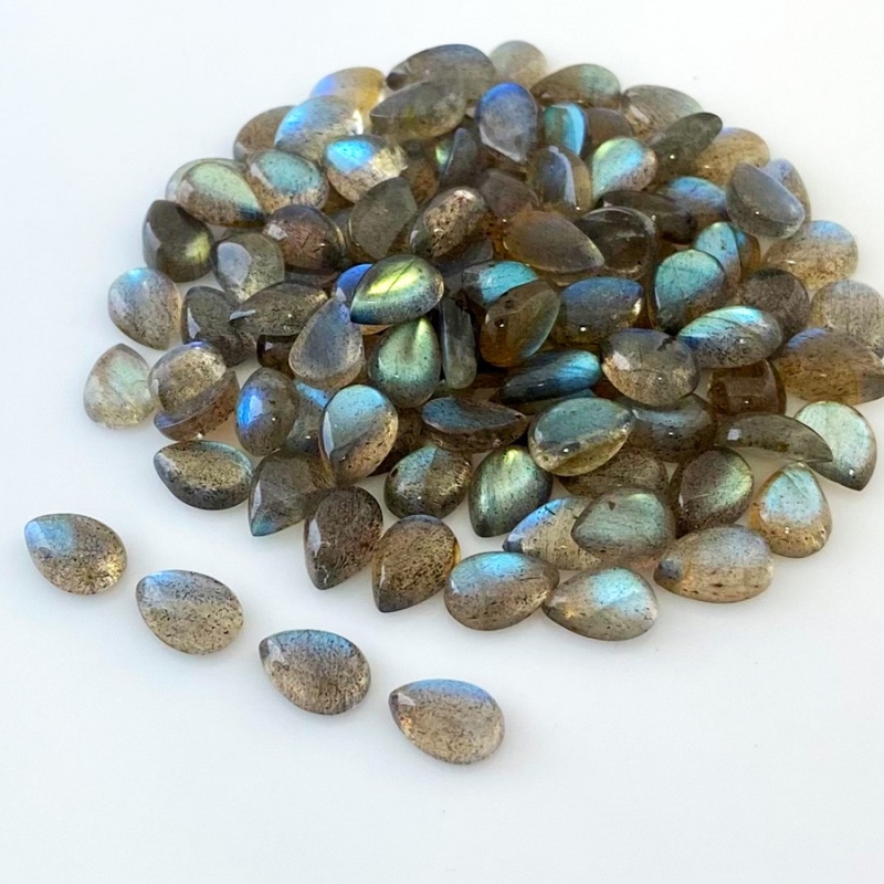 217.3 Carat Labradorite 10x7mm Smooth Pear Shape A Grade Cabochons Parcel - Total 110 Pcs.